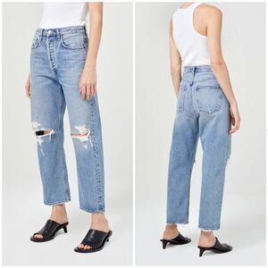 AGOLDE 90's Crop Mid Rise Loose Jean Suspend Wash Distressed